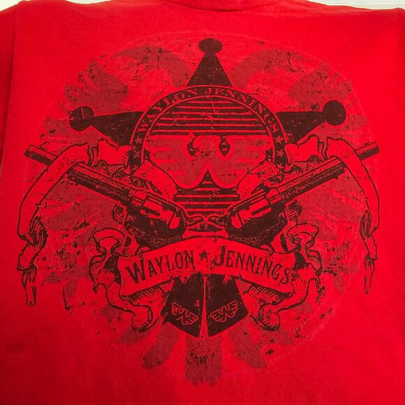 Delta Pro Weight Red Waylon Jennings Western Graphic T-shirt Size S - Picture 2 of 10